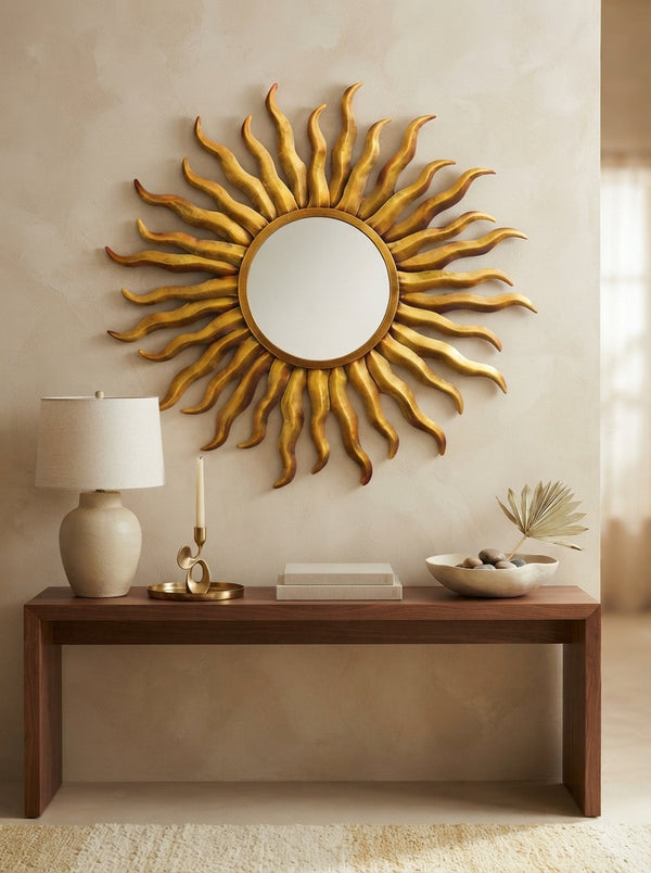 Sun Rays Wall Mirror 36 Inch – Decorative Round Sunburst Wall Mirror for Living Room & Home Decor