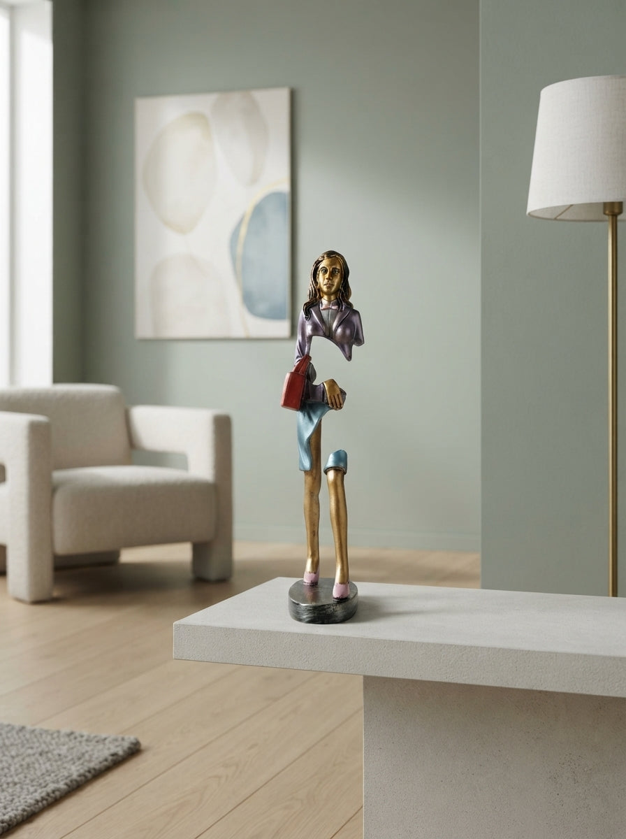 Modern Businesswoman Art Figurine 14.5” | Whimsical Office Statue
