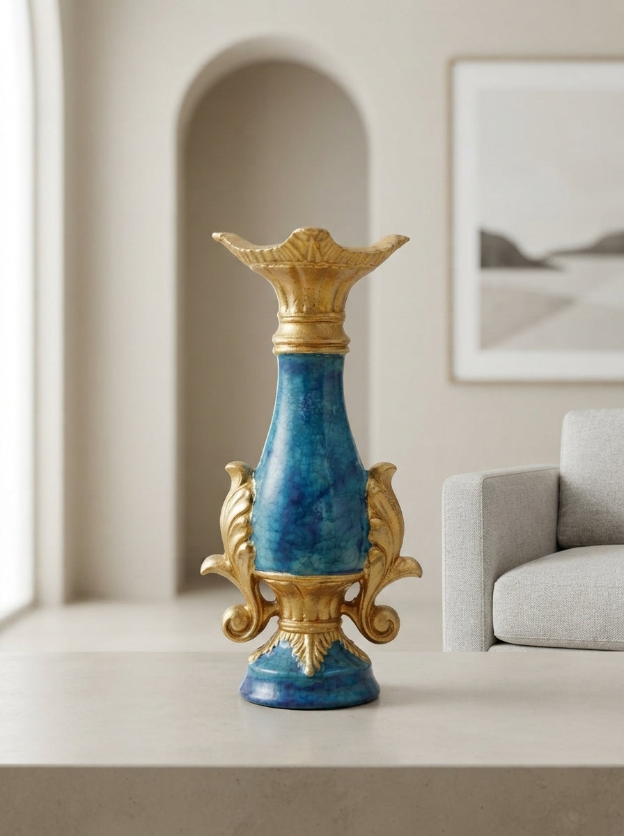 Blue Gold Ornate Vase | French Style Decor
