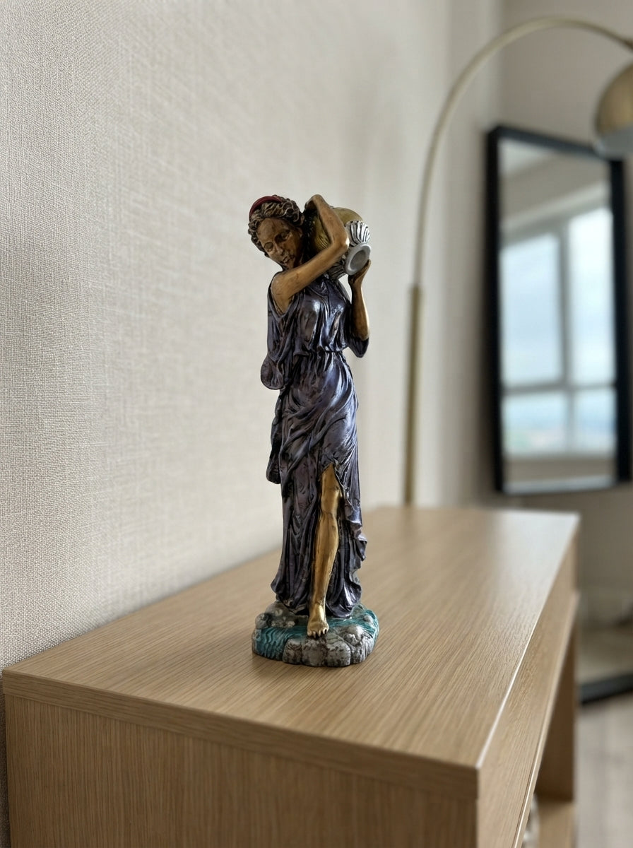 Grecian Woman Statue with Urn | Purple Gold Water Carrier