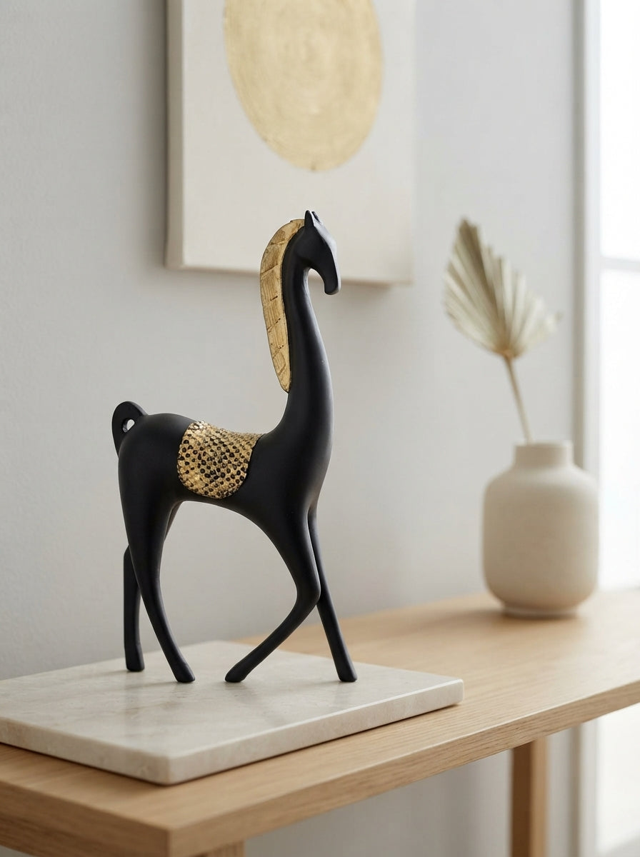 Bronze Gold Modern Giraffe Statue | Sculptural Decor