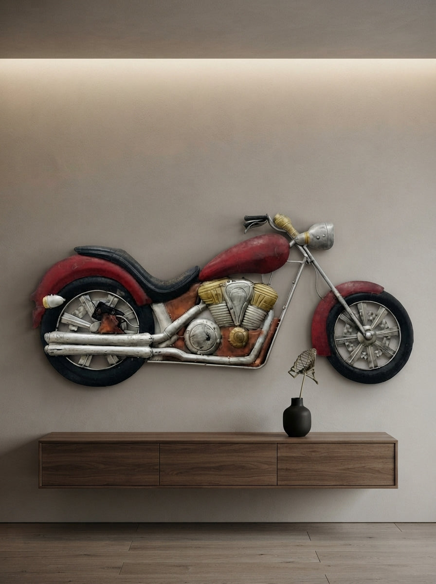 3D Metal Motorcycle Wall Art | Garage Decor