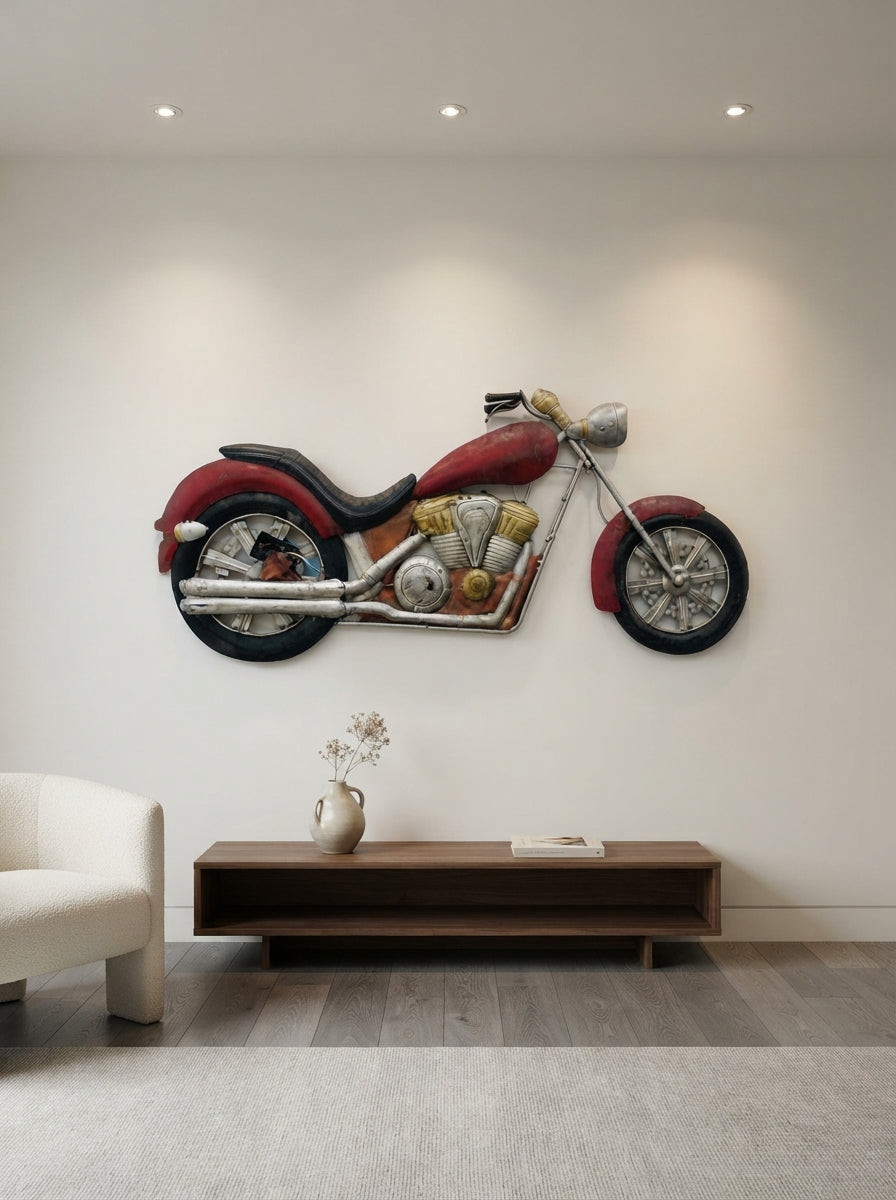 3D Metal Motorcycle Wall Art | Garage Decor