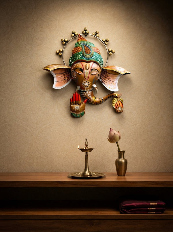 Ganesh Ji Metal Wall Decor – Elegant Religious Wall Hanging for Home