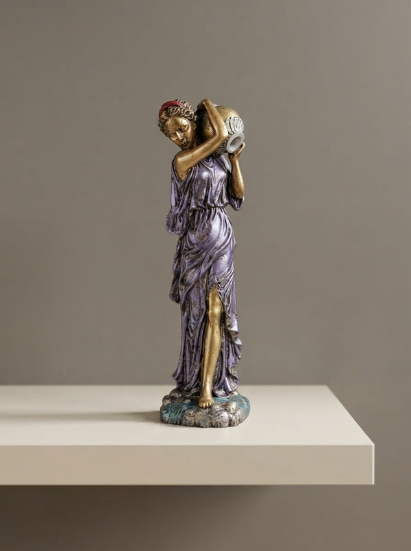Grecian Woman Statue with Urn | Purple Gold Water Carrier