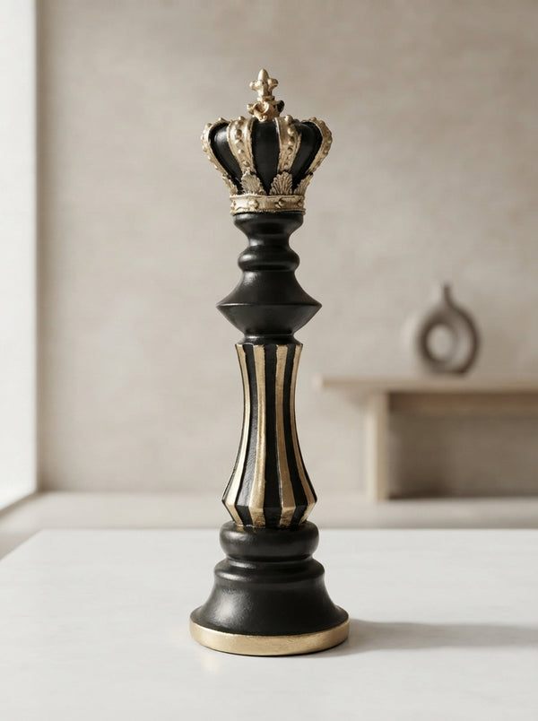 Black Gold King Chess Piece Decor Statue | Luxury Sculpture