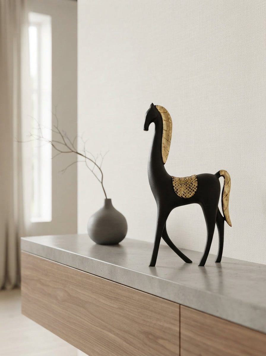 Bronze Gold Modern Giraffe Statue | Sculptural Decor
