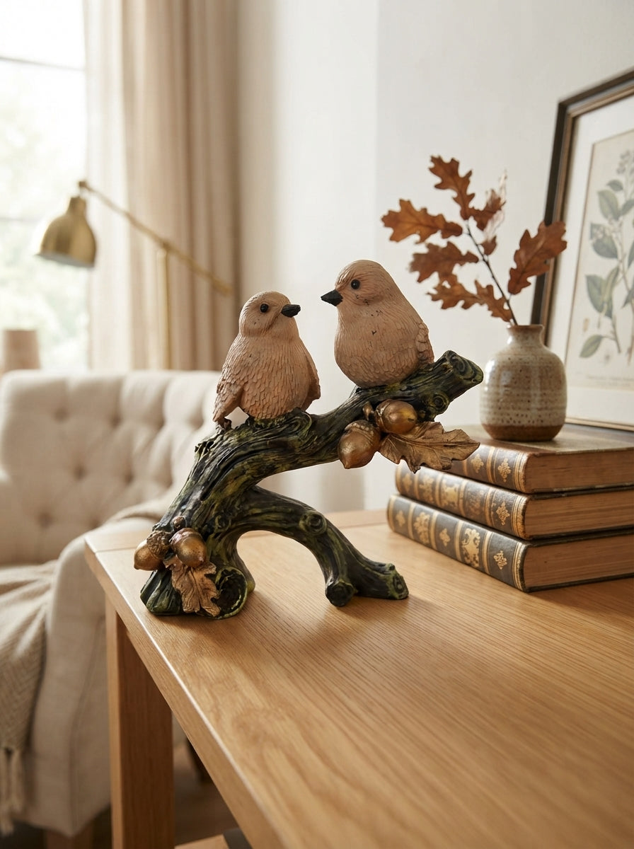 Songbirds on Branch Statue | Gold Acorn Decor
