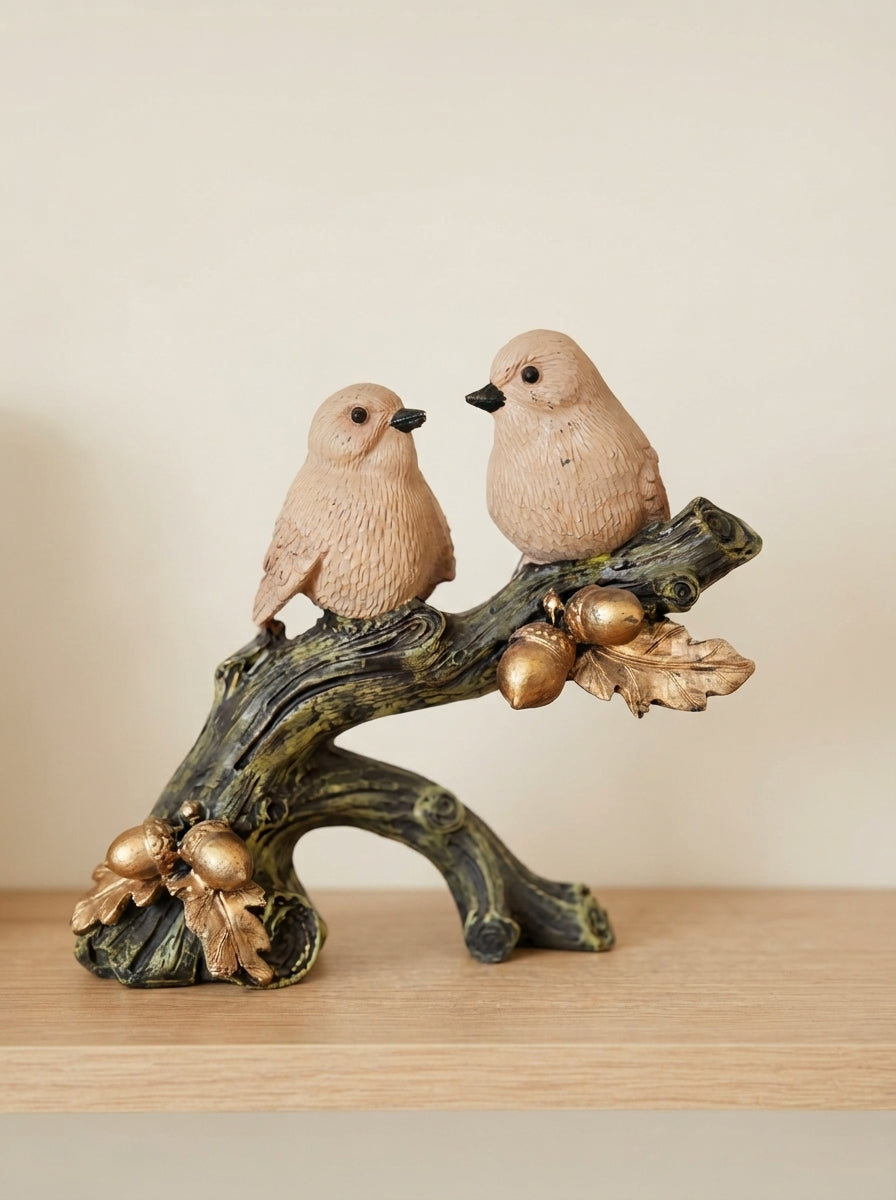 Songbirds on Branch Statue | Gold Acorn Decor