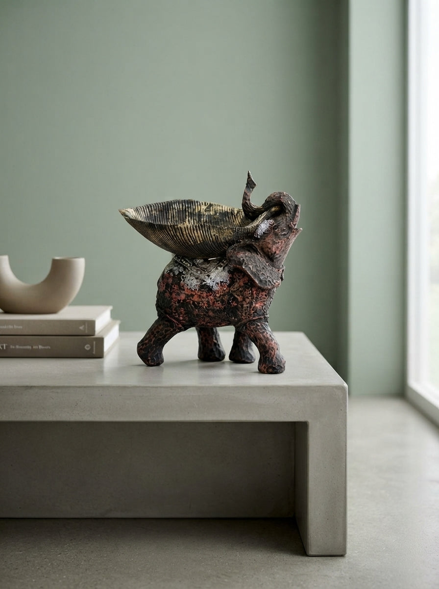 Elephant Trinket Bowl Statue | Decorative Dish Decor