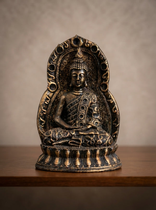 Antique Bronze Buddha Arch Statue | Temple Decor