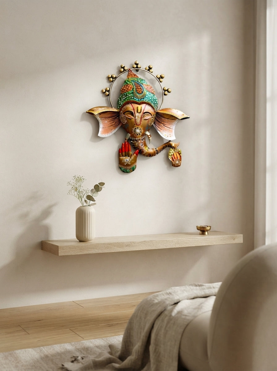 Ganesh Ji Metal Wall Decor – Elegant Religious Wall Hanging for Home
