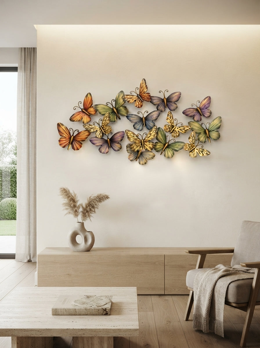 Butterflies Wall Art 48 Inch – Decorative Metal Butterfly Wall Decor for Living Room & Bedroom