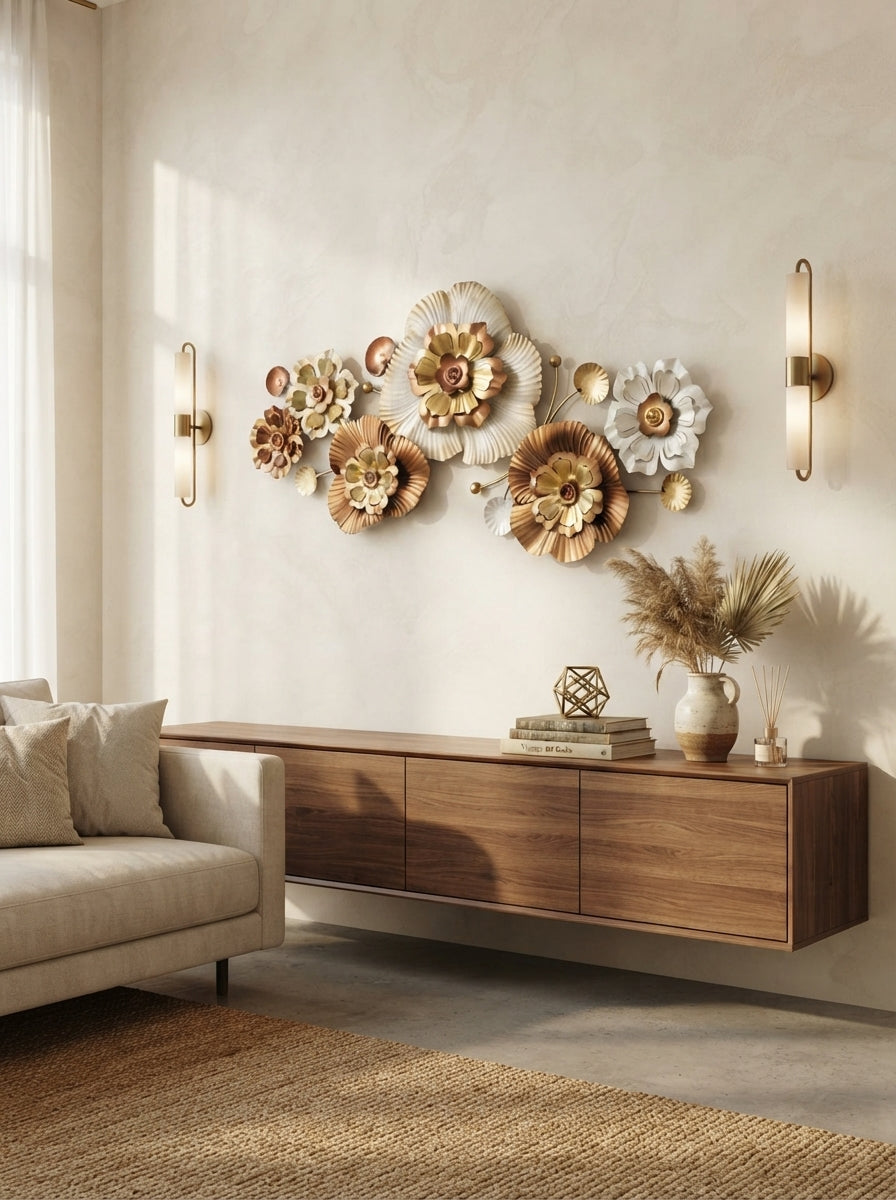 Bronze and Gold Wall Art 51 Inch – Elegant Metal Wall Decor for Living Room & Home Interiors