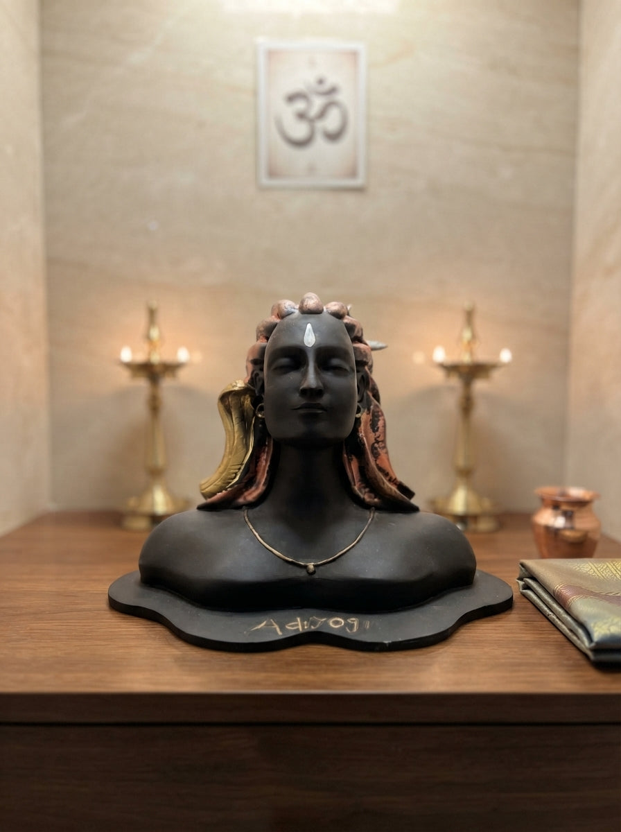 Adiyogi Shiva Bust Statue | Meditative Black Finish