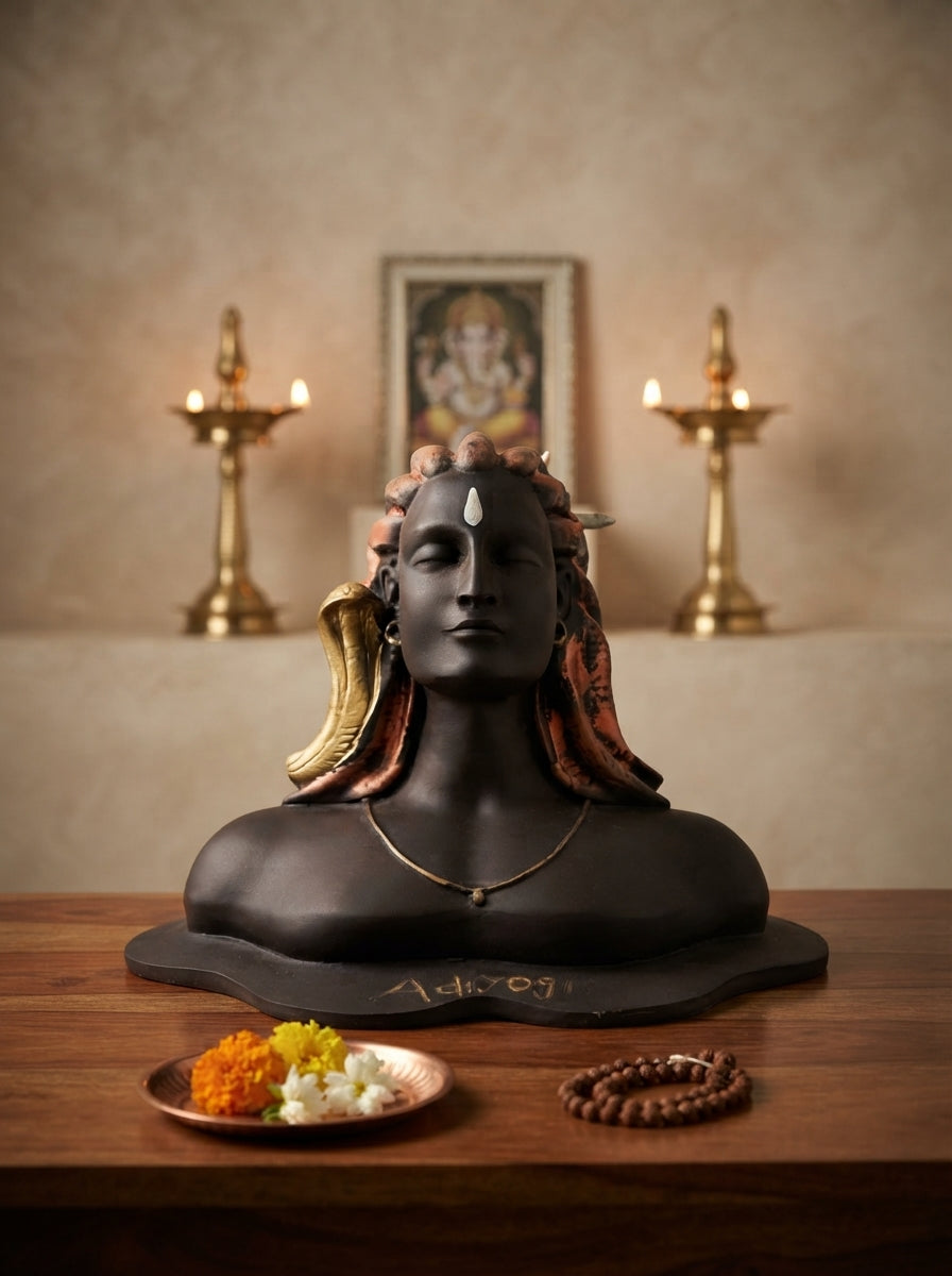 Adiyogi Shiva Bust Statue | Meditative Black Finish