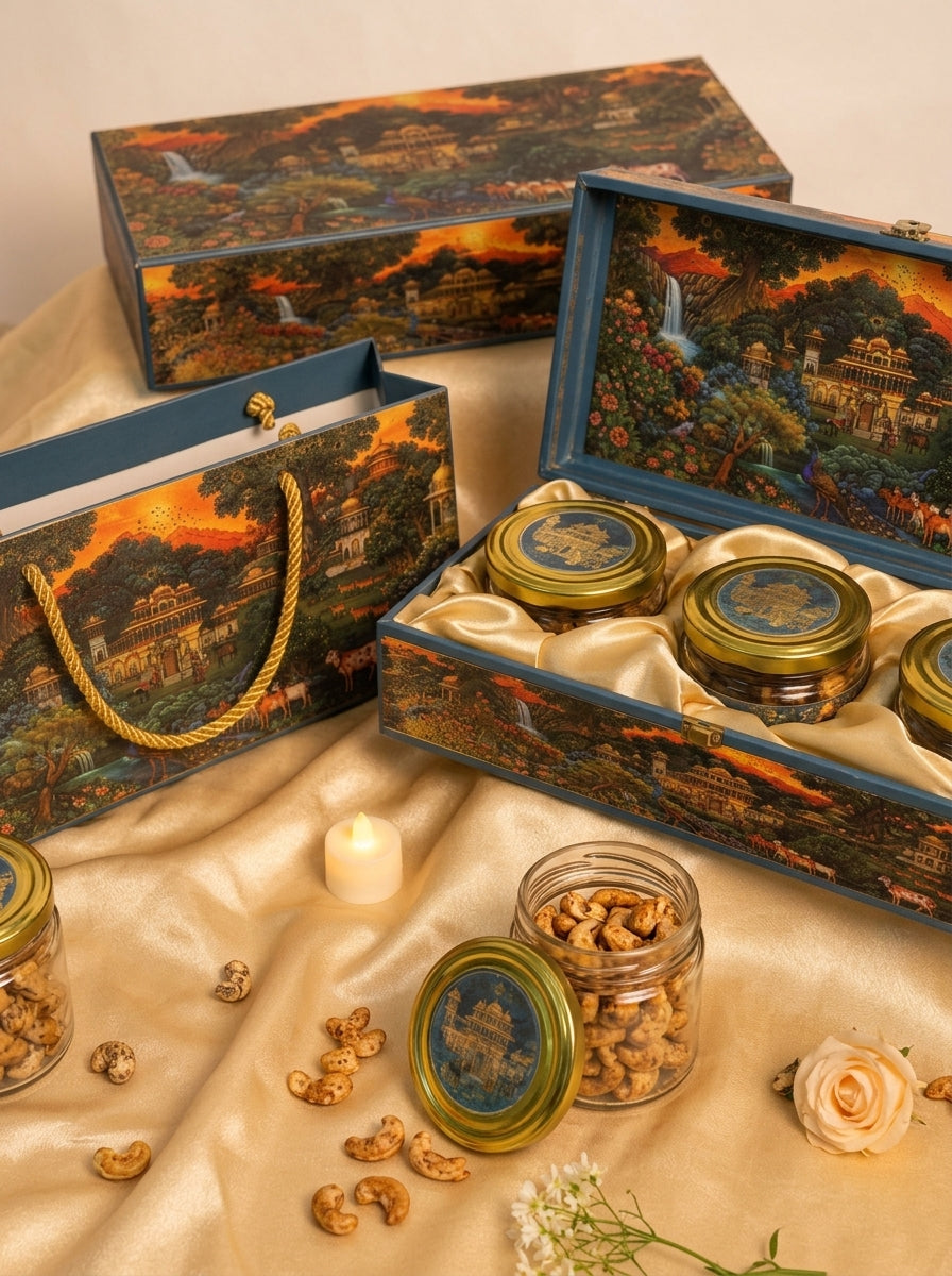 Palace Landscape 3 Jar Gift Box with Rope Handle | Bag Style Hamper