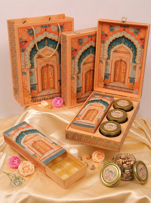 Heritage Doorway Gift Box | 3 Jars + 12 Cavity Chocolate Tray