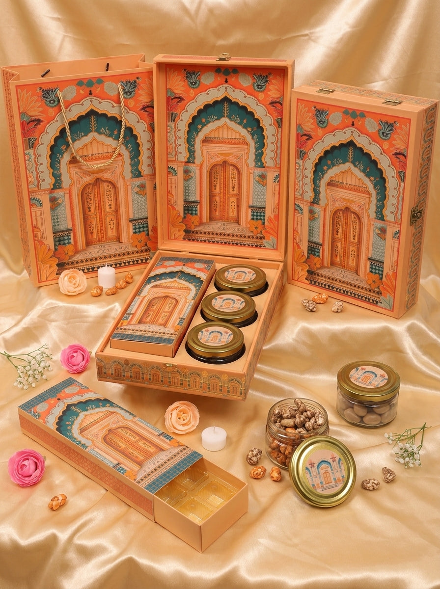 Heritage Doorway Gift Box | 3 Jars + 12 Cavity Chocolate Tray