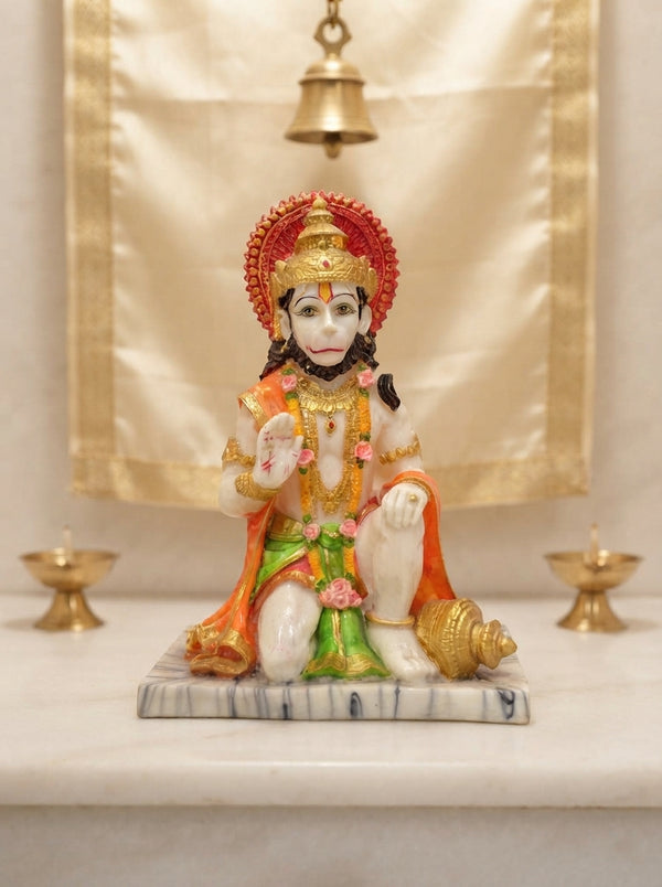 Lord Hanuman Statue | White Marble Hindu Deity Figurine