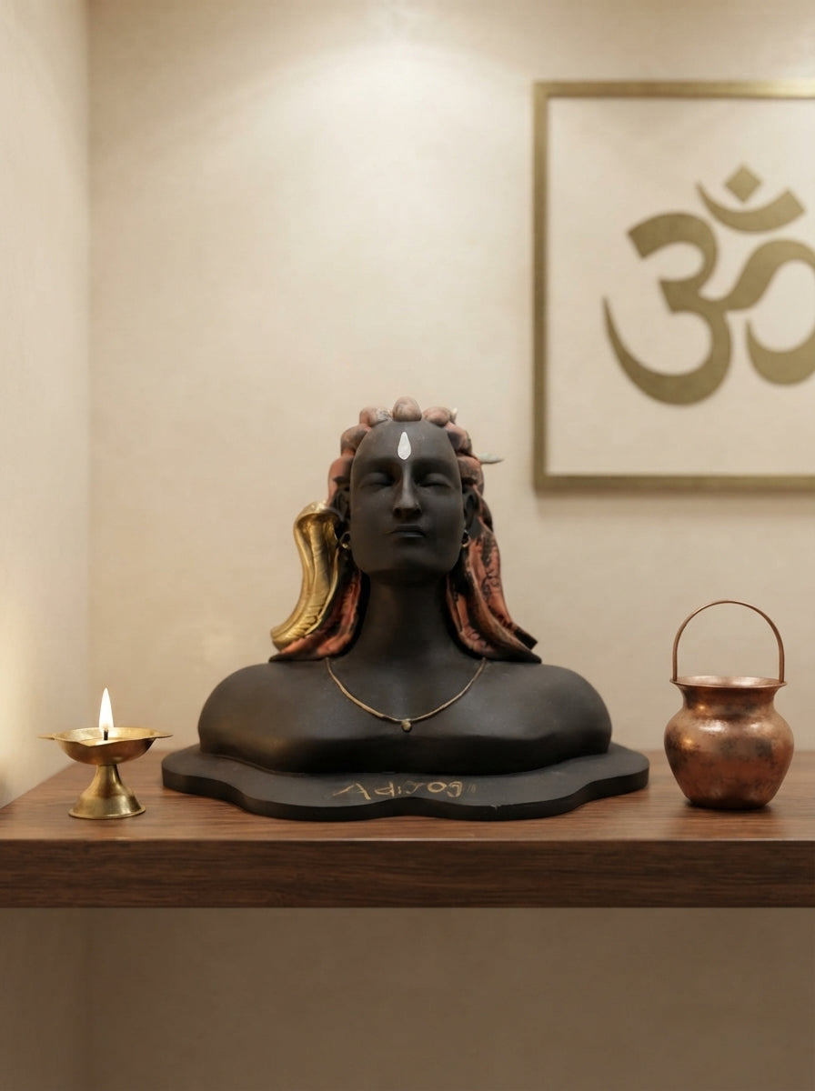 Adiyogi Shiva Bust Statue | Meditative Black Finish