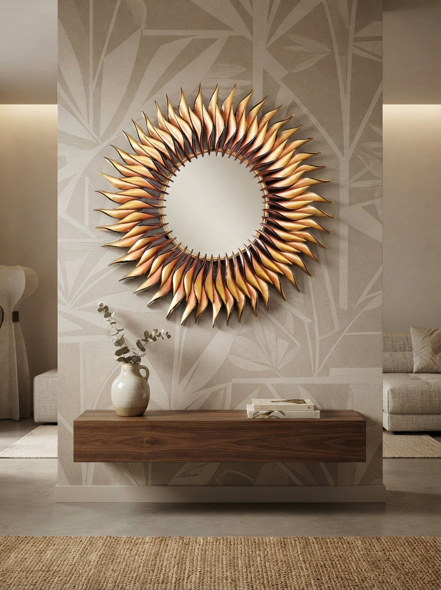 Royal Sun Wall Mirror 36 Inch – Decorative Sunburst Wall Mirror for Living Room & Home Decor