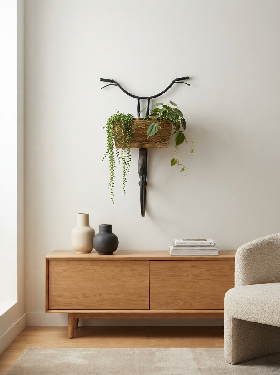 Bicycle Handlebar Wall Planter | Rustic Garden Decor