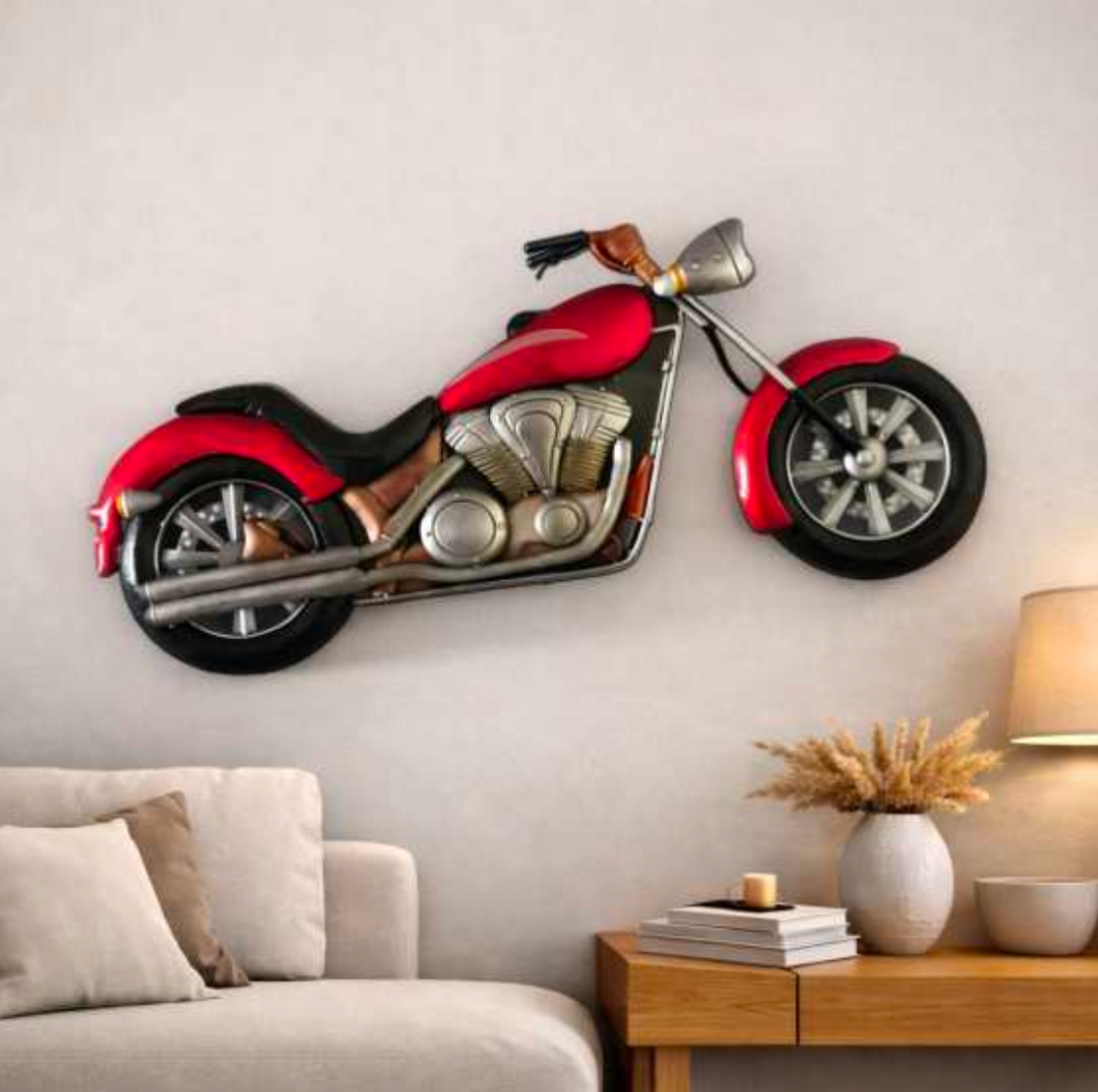Motorbike Metal Wall Art 52" x 24" – Decorative Motorcycle Wall Decor for Living Room, Garage & Home Interiors