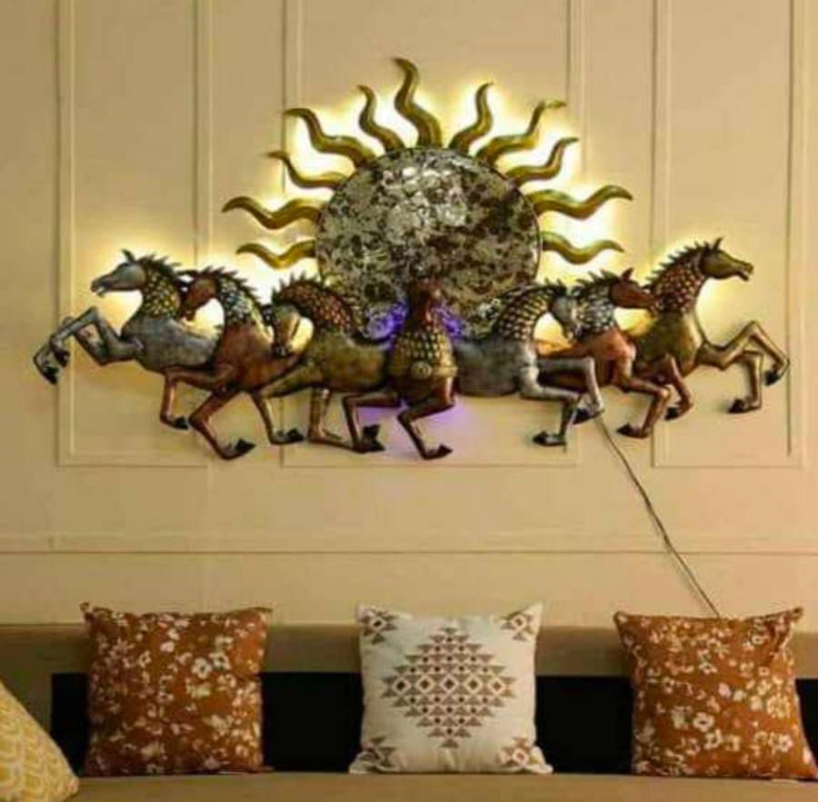 Running Horses LED Metal Wall Art 50" x 31" – Large Decorative Horse Wall Decor for Living Room & Home Interiors