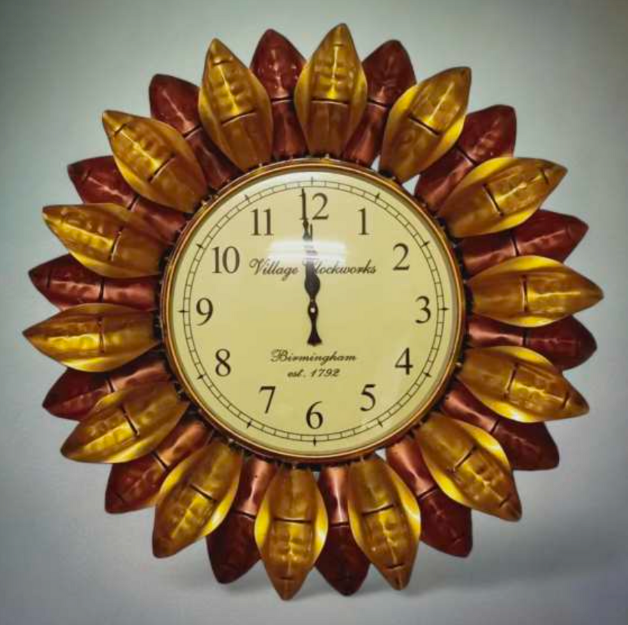 Sunflower Wall Clock 23 Inch – Decorative Metal Flower Wall Clock for Living Room & Home Decor