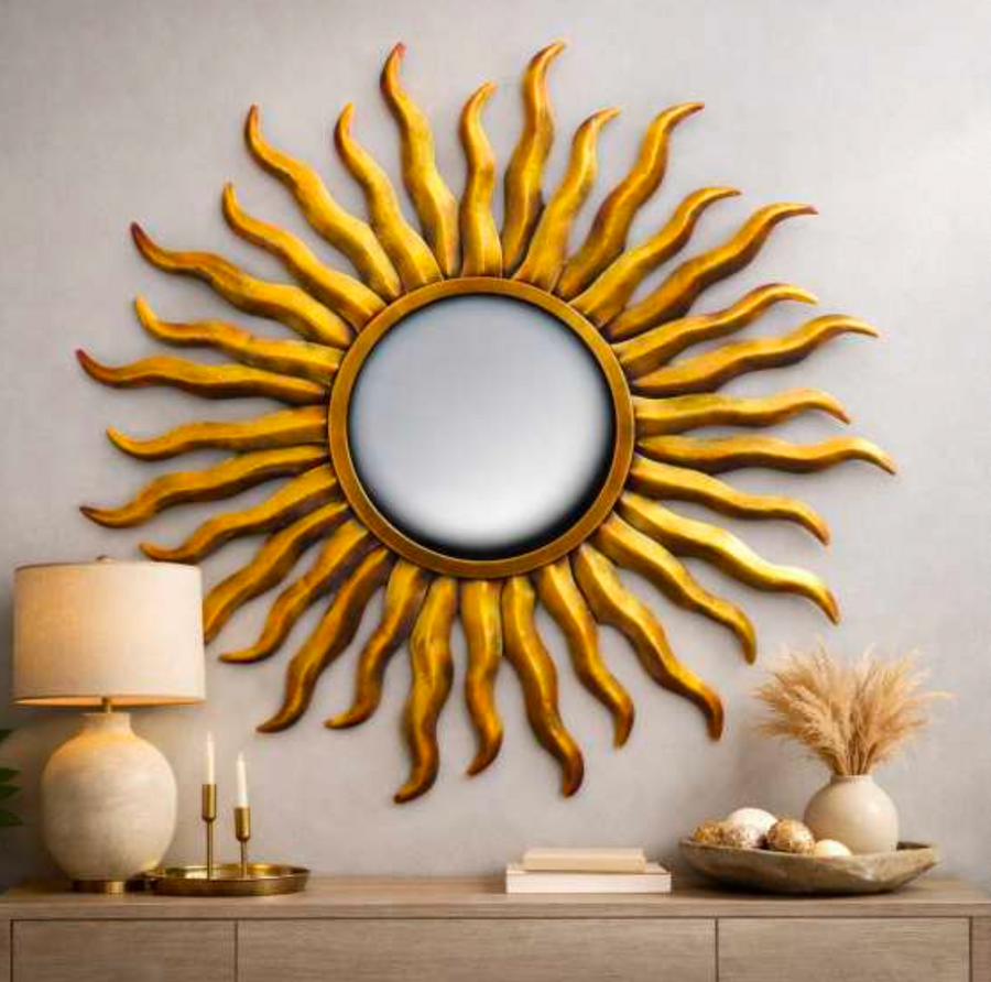 Sun Rays Wall Mirror 36 Inch – Decorative Round Sunburst Wall Mirror for Living Room & Home Decor