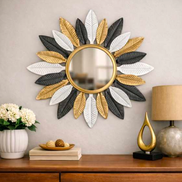 Tone Floral Wall Mirror 34 Inch – Decorative Multi-Color Flower Wall Mirror for Living Room & Home Decor