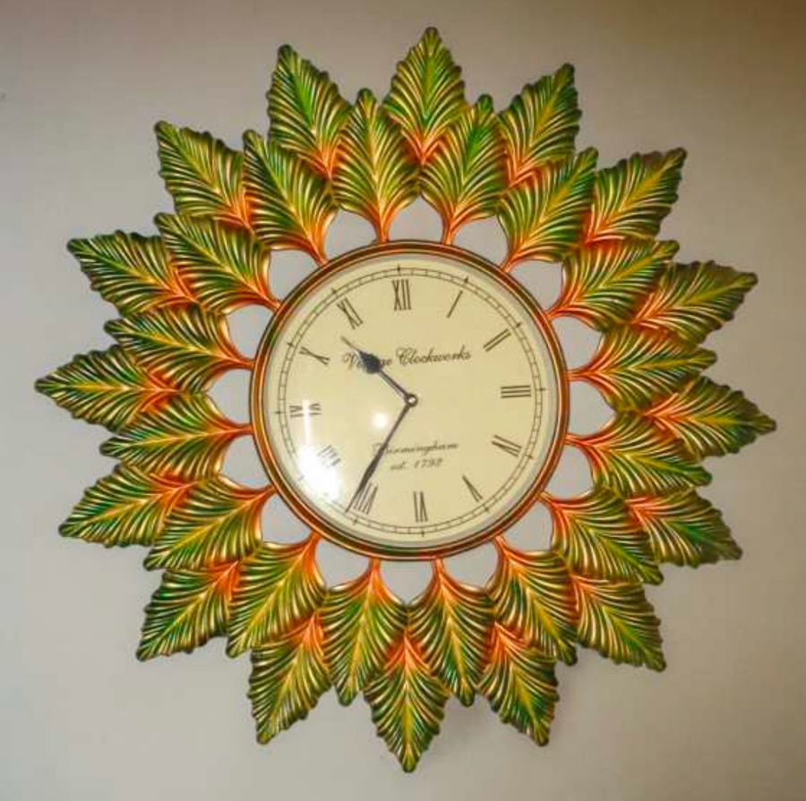 Bronze Sunburst Wall Clock 24 Inch – Modern Metal Decorative Wall Clock for Living Room & Home Decor