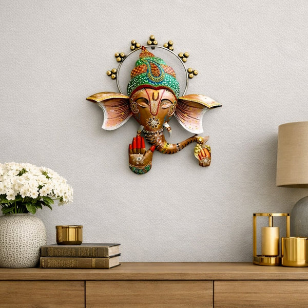 Ganesh Ji Metal Wall Decor – Elegant Religious Wall Hanging for Home