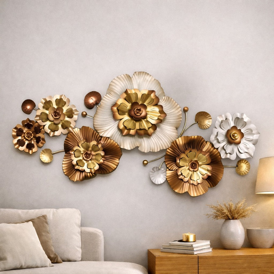 Bronze and Gold Wall Art 51 Inch – Elegant Metal Wall Decor for Living Room & Home Interiors