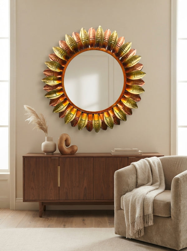 Flower Wall Mirror 31 Inch – Decorative Floral Wall Mirror for Living Room & Home Decor