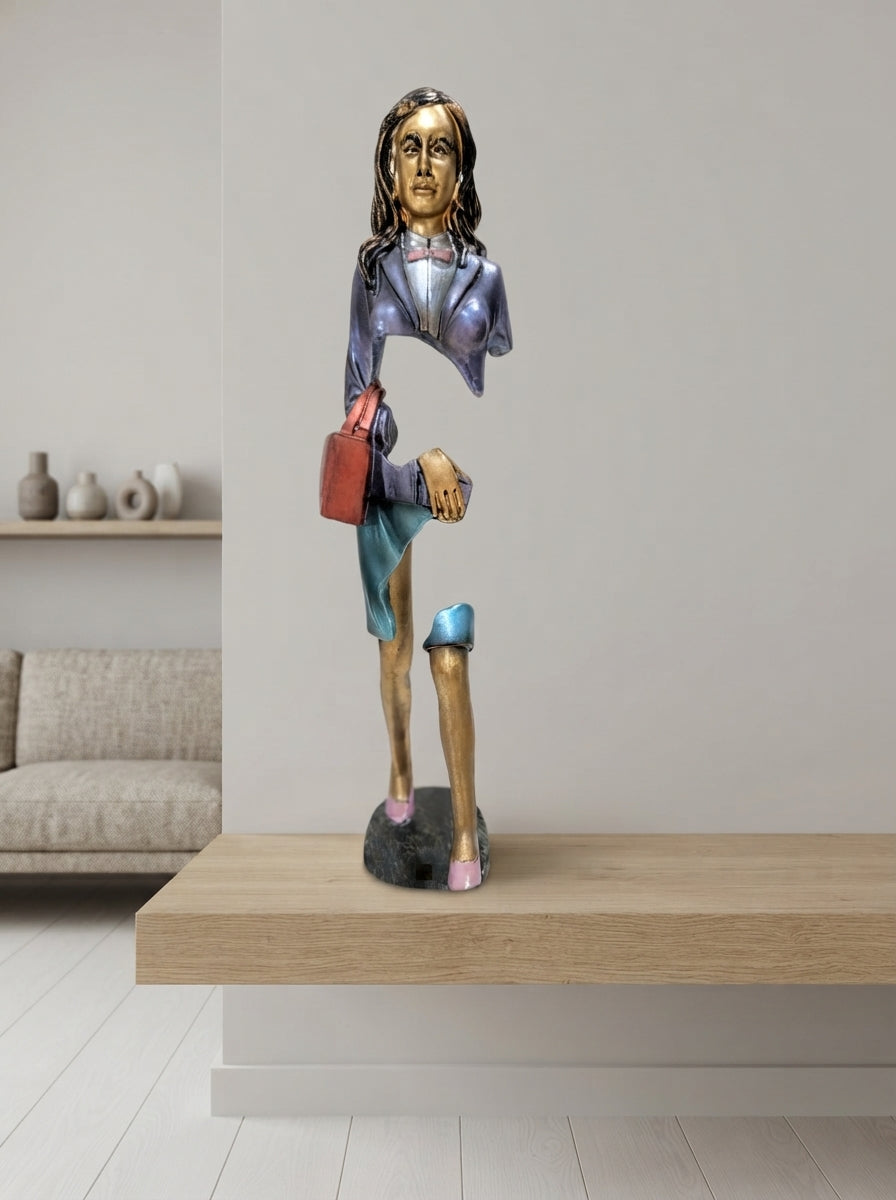 Modern Businesswoman Art Figurine 14.5” | Whimsical Office Statue