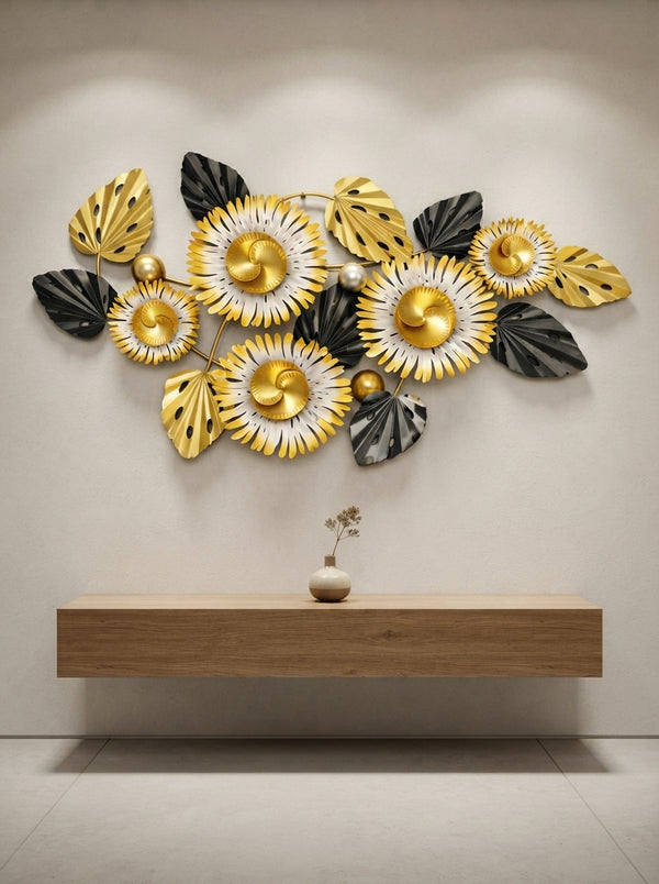Floral Metal Wall Art 50" x 26" – Large Modern Flower Wall Decor for Living Room, Bedroom & Home Décor | Affordable Metal Wall Hanging