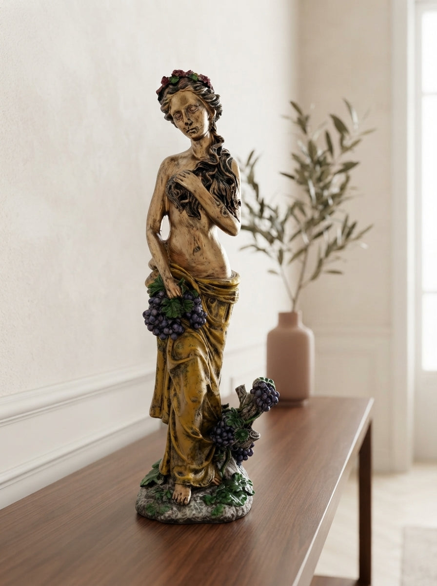 Bronze Gold Bacchante Grape Goddess Statue | Classical Decor