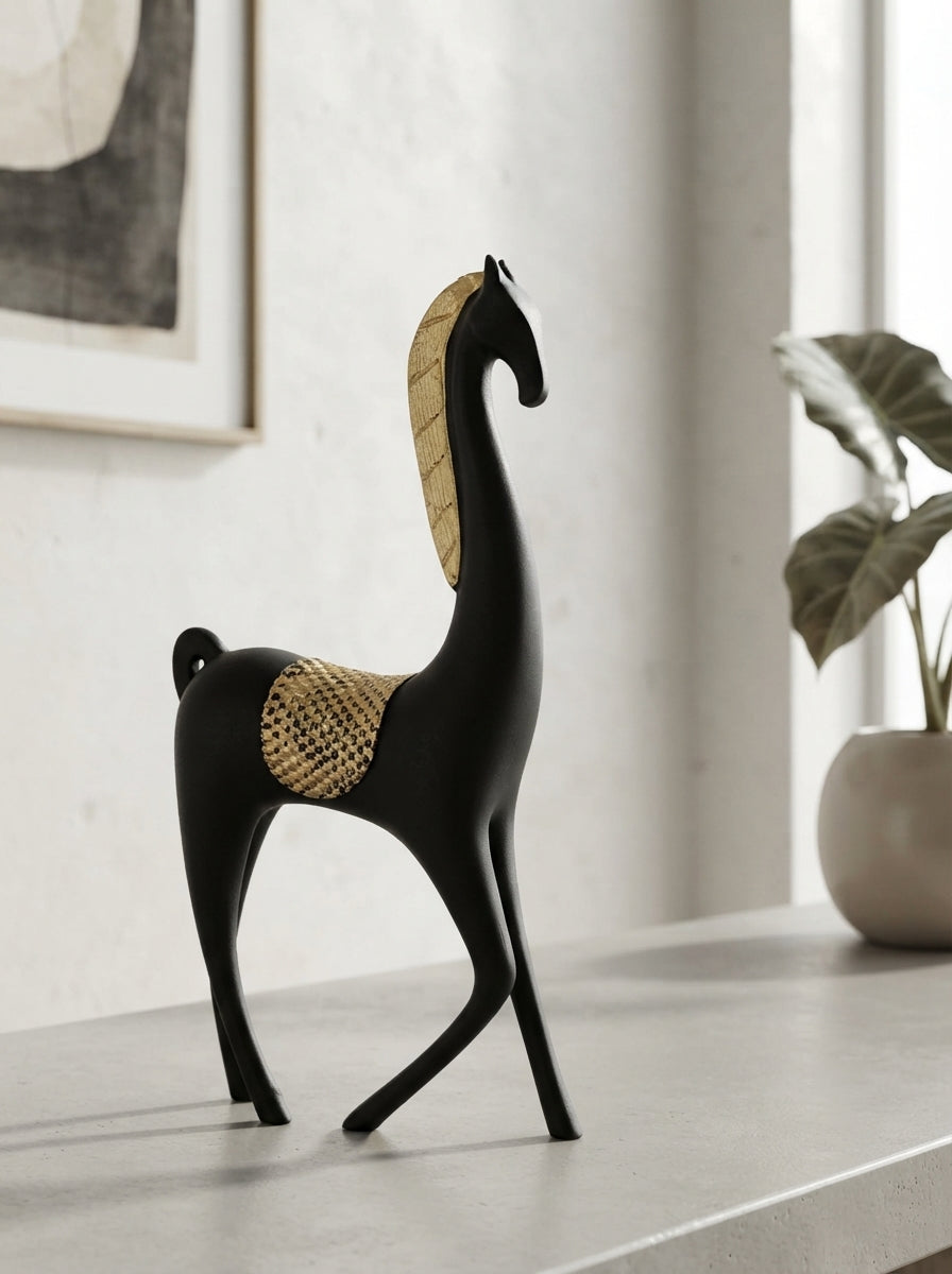 Bronze Gold Modern Giraffe Statue | Sculptural Decor