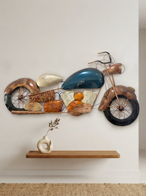 Rustic Metal Motorcycle Wall Art | Vintage Garage Decor