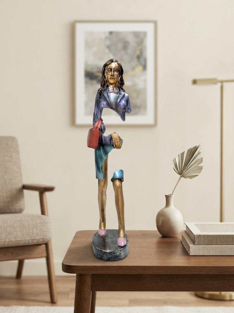 Modern Businesswoman Art Figurine 14.5” | Whimsical Office Statue