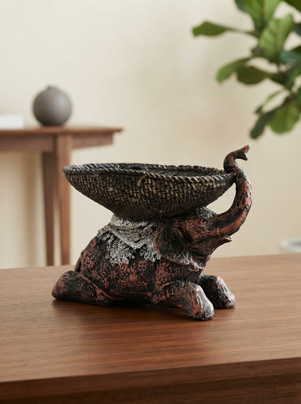 Elephant Trinket Bowl Statue | Decorative Dish Decor