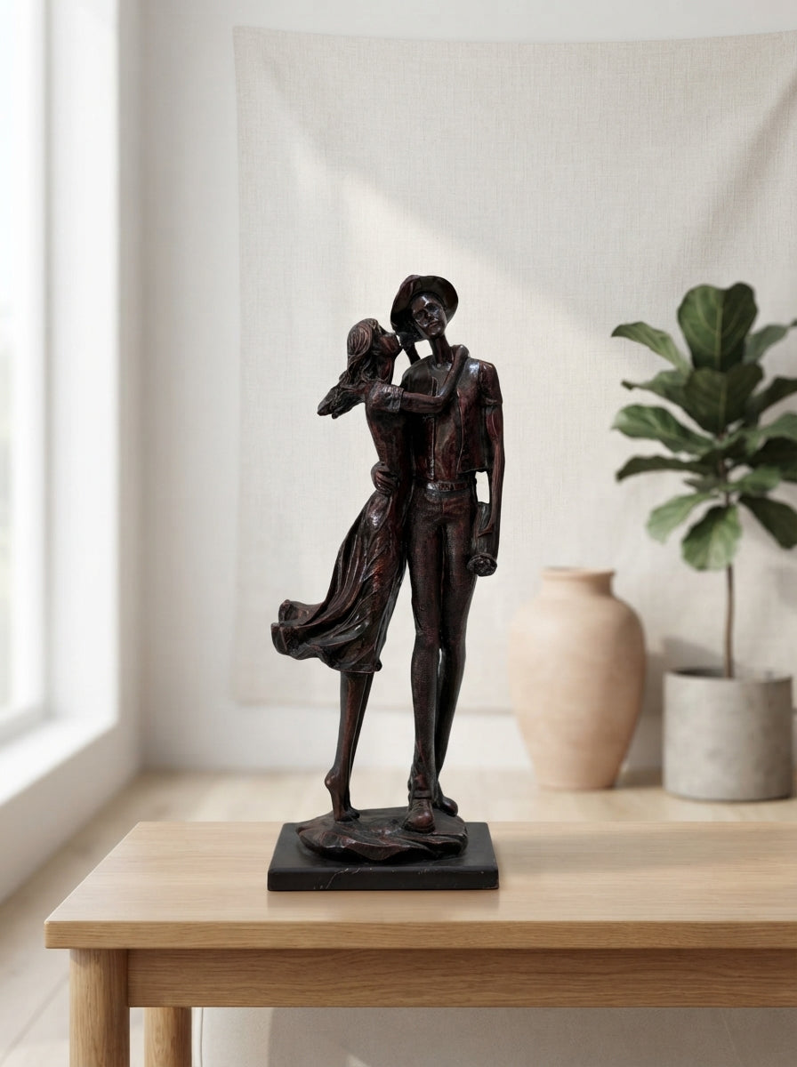 Romantic Couple Statue | Bronze Man Woman Walking Sculpture