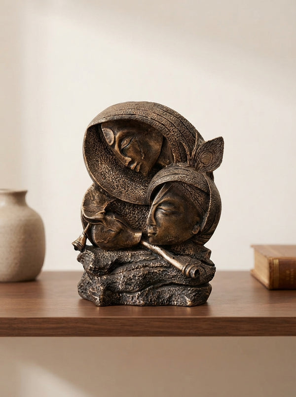 Radha Krishna Statue | Antique Bronze Indian Deity Decor