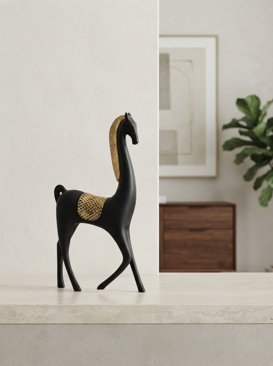 Bronze Gold Modern Giraffe Statue | Sculptural Decor