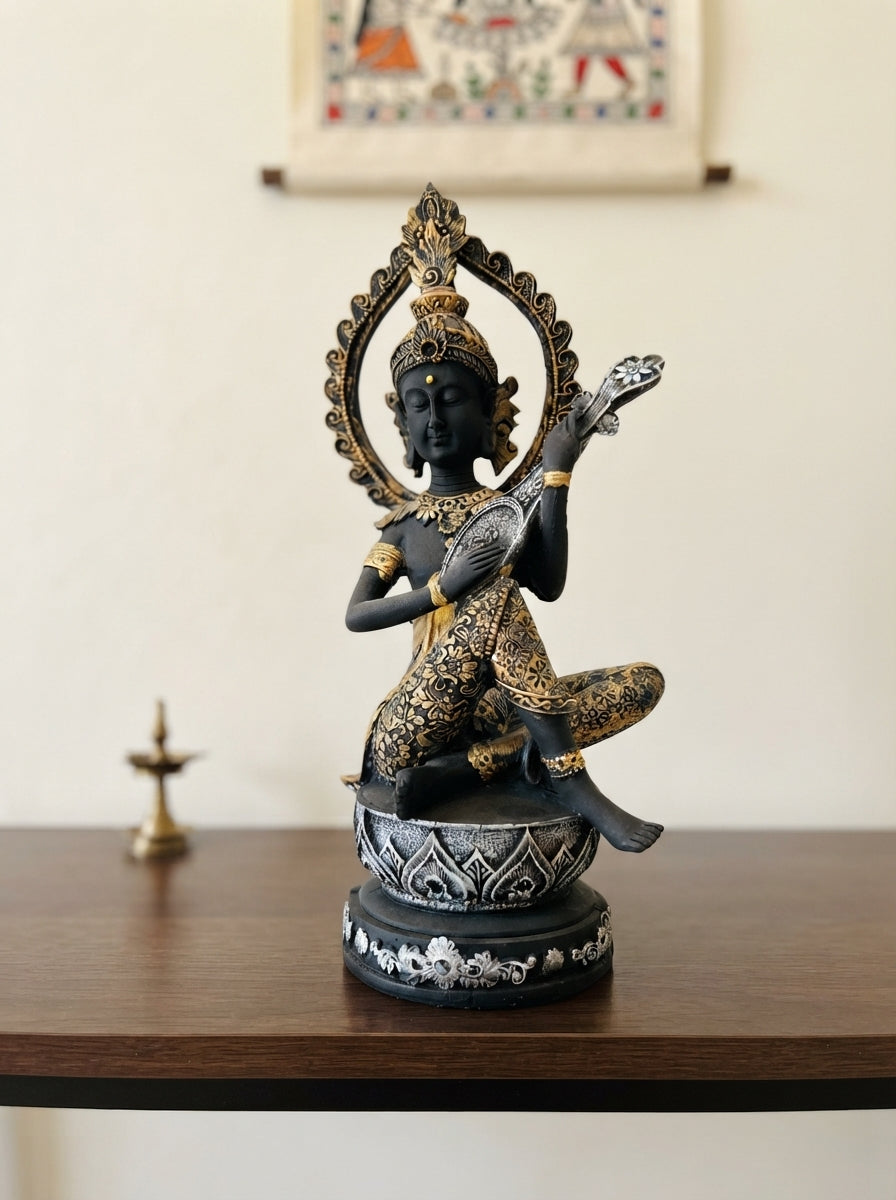 Black Gold Bodhisattva Halo Statue | Zen Decor