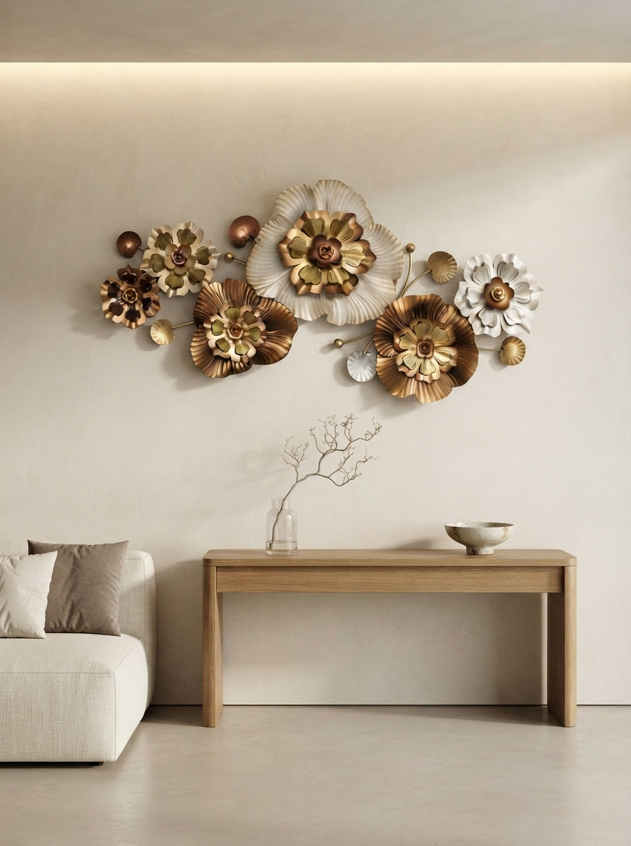 Bronze and Gold Wall Art 51 Inch – Elegant Metal Wall Decor for Living Room & Home Interiors