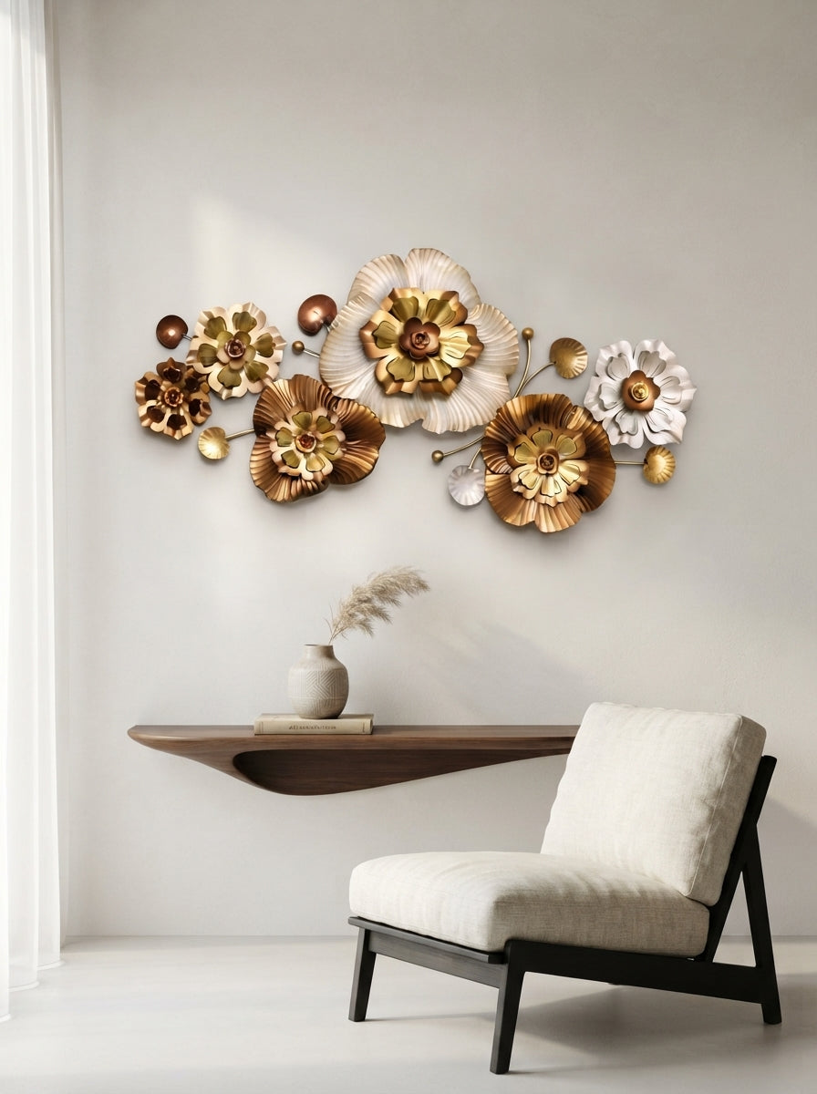 Bronze and Gold Wall Art 51 Inch – Elegant Metal Wall Decor for Living Room & Home Interiors