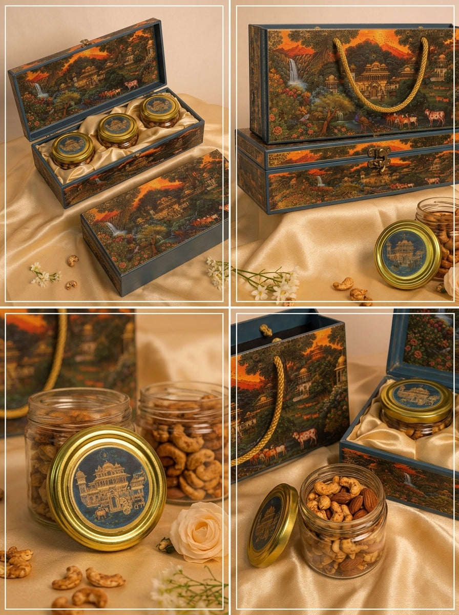 Palace Landscape 3 Jar Gift Box with Rope Handle | Bag Style Hamper